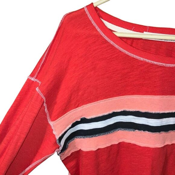 We the free inside out stitch striped top with wide sleeves size medium #752 - Picture 5 of 6
